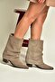 Z654940361 Gray Genuine Leather Suede Thick Heeled Drawstring Women's Boots - 2