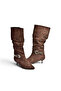 Z726105702 Brown Suede Thin Heeled Gathered Women's Boots - 7