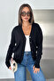 Women's Gold Button Detailed V-Neck Knitwear Cardigan - 2