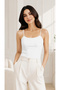Women's Bamboo Athlete Thin Strap, Flexible, Soft Textured Daily Underwear White - 2