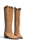 Z654182361 Mink Genuine Leather Suede Thick Heeled Cowboy Model Women's Boots - 6