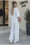 Buketli̇ Women's Three-Quarter Sleeve Boat Neck Piping Detailed Sweatshirt and Elasticated Loose Trousers Set Two-Piece Ta - 4