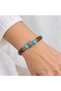 Turquoise Detailed Brown Beaded Elastic Bracelet – Ethnic Design Accessory