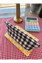 Black Large Plaid Washable Cloth Pencil Case - Pencil Case - Eco-Friendly Makeup Bag - 3