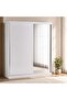 FLEXO 2 DOOR SLIDING WARDROBE WITH MIRROR - WHITE