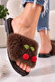 Cerise Cherry Detailed Plush Women's House Slippers Soft Sole Gift Dowry House Slippers Stc1363 - 5