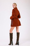 Red Brown Leather Garnished Cashmere Coat - 4