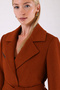 Red Brown Leather Garnished Cashmere Coat - 7