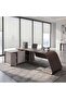 OWAIN OFFICE DESK LEFT SIDE RETURN WITH LED SENSOR - BROWN & GREY - 3