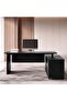 HALPERT OFFICE DESK RIGHT SIDE RETURN ADJUSTABLE HEIGHT 200CM W X 70-120CM H - BLACK ~ BLACK - 5