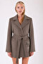 Dark Beige Leather-Trimmed Cashmere Coat