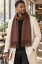Unisex Tasseled Soft Textured Brown Shawl Scarf, Men's Winter Neck Scarf, Gift for Men, 45X200Cm - 3
