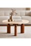 LITHELL COFFEE TABLE MARBLE - BEIGE & BROWN - 2