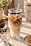1200 ml Borosilicate Glass Thermos – Cold Drink Cup with Glass Straw and Lid with Handle - 3