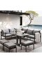 ALBANN OUTDOOR 8 SEATER SOFA SET (3 OTTOMAN + TABLE) - LIGHT GREY