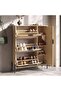 LEKE SHOE RACK 12 PAIR WITH 3 TIER & MIRROR - NATURAL - 3