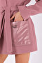Pink Leather Trimmed Cashmere Coat - 6