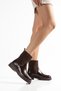 Women's Bitter Brown Patent Leather Knitwear Ankle Detailed Non-Slip Sole Boots - 7