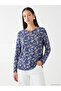 Crew Neck Patterned Blouse