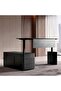 HALPERT OFFICE DESK RIGHT SIDE RETURN ADJUSTABLE HEIGHT 200CM W X 70-120CM H - BLACK ~ BLACK - 3