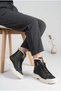 Women's Fur Lined Thick Serrated Sole Sneaker Boots with Lace-Up and Zipper, Warm and Comfortable Winter Boots - 2