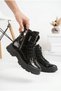 Women's Fur Lined Thick Serrated Sole Sneaker Boots with Lace-Up and Zipper, Warm and Comfortable Winter Boots - 3