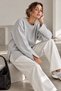 Oversize Sweatshirt with Slit Detail and Crew Neck - Gray Zg3535 - 4