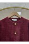 Nevinur Gold Buttoned Glittered Double Pocket Cardigan-Kr6008 Burgundy - 3