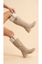 Women's Fur Detailed Suede Look Zippered Short Heeled Boots - 4
