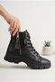 Women's Fur Lined Thick Serrated Sole Sneaker Boots with Lace-Up and Zipper, Warm and Comfortable Winter Boots - 3