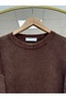 Lorin Long Knitwear Tunic with Gold Buttons on the Sleeves-Kr6015 Brown - 3
