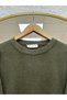 Lorin Long Knitwear Tunic with Gold Buttons on the Sleeves-Kr6015 Khaki - 3