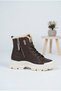 Women's Fur Lined Thick Serrated Sole Sneaker Boots with Lace-Up and Zipper, Warm and Comfortable Winter Boots - 2
