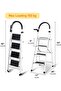 BESTONE 4-Step Foldable Step Ladder, Sturdy Steel Folding Stool with Wide Anti-Slip Pedals for Home, Kitchen, Garden & Office (White, 4 steps) - 2