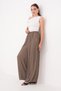 Women's Elastic Waist Satin Wide-Leg Draped Trousers - 3