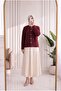 Nevinur Gold Buttoned Glittered Double Pocket Cardigan-Kr6008 Burgundy