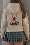 Unisex Spirit Printed Oversize Hoodie Hooded Sweatshirt - 2