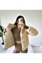 Women's Lined Zippered Plush Inflatable Coat - 3