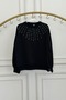 Sweatshirt with Stone and Bead Embroidery on the Collar - 3