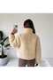 Women's Lined Beige Plush Inflatable Coat - 2