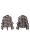 Women's Blue-Brown Plaid, Halter Neck, and Multi-Layered Ruffle Chiffon Shirt/Blouse - 4