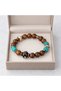 Bohemian Journey Turquoise Detailed Wooden Beaded Bracelet – Original Design with Ethnic Patterns - 3