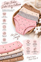 Women's Camisole Ribbed Bikini Panties 4-Pack 100% Cotton Patterned Assorted Colors M-L-Xl - 8
