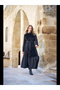 Knitted Dress with Velvet and Fringe Detail on the Front 40801 Black - 4