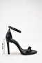 Black Thin Heeled Single Strap Ankle Strap Stylish Evening Dress Sandals - 2