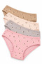 Women's Camisole Ribbed Bikini Panties 4-Pack 100% Cotton Patterned Assorted Colors M-L-Xl