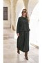 Zipper and Stitching Detailed Blouse Balloon Skirt Set 40004 Khaki