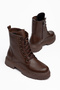 Women's Bitter Brown Leather Classic Boots with Non-Slip Soles - 5