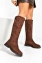 Cool Women's Rider Long Suede Boots C200 Brown - 3