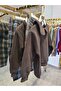 Brown Collared Buttoned Sweatshirt and Plaid Patterned Elasticated Trousers - 3